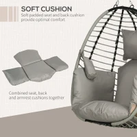Outsunny Outdoor Hanging Egg Chair with Thick Padded Cushion, Patio Swing Chair, Grey(m-6)