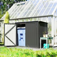 Outsunny Outdoor Storage Shed Lockable Galvanized Steel Garbage Bin Shed Lift-up Lid for 2 Trash Cans(m-1)