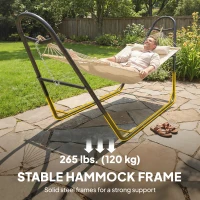 Outsunny Hammock with Stand, Heavy Duty Camping Hammock with Detachable Pillow and Spreader Bar, 264 lbs Capacity, Cream White(m-7)