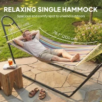 Outsunny Hammock with Stand, Heavy Duty Camping Hammock with Detachable Pillow and Spreader Bar, 264 lbs Capacity, Multicolor(m-4)