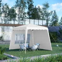 Outsunny Pop Up Canopy Tent with 2 Sidewalls, UV50+ Tents for Parties, with Carry Bag, Slant Legs, 8 x 8ft Top/9.5 x 9.5ft Base(m-10)