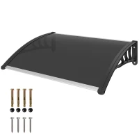 Outsunny Window Awning Door Canopy, 29.9" x 39.4" Polycarbonate Cover, Front Door Patio Canopy with Solid Panel, Transparent(m-2)