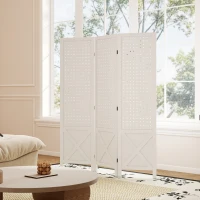 HOMCOM 56.9" 3 Panel Wooden Room Divider with Pegboard Display, Folding Privacy Screen for Home Office, White(m-10)