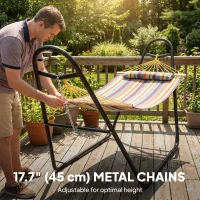 Outsunny Hammock with Stand, Heavy Duty Camping Hammock with Detachable Pillow and Spreader Bar, 264 lbs Capacity, Multicolor(m-6)