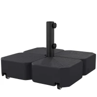 Outsunny Patio Umbrella Base with Wheels Outdoor Umbrella Stand Holder for 1.5"/1.9" Poles Black(m-11)