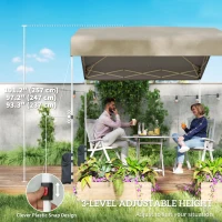 Outsunny 8 x 8 ft Pop Up Canopy Tent with 1-Button Push Easy Setup, UPF 50+ A-Frame Outdoor Instant Canopy, Beige(m-9)