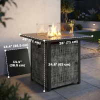 Outsunny Propane Fire Pit Table, 28 Inch Gas Fire Pit with Explosion-Proof Net and Glass Wind Guard, Gas Tank Holder(m-3)