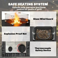 Outsunny Propane Fire Pit Table, 28 Inch Gas Fire Pit with Explosion-Proof Net and Glass Wind Guard, Gas Tank Holder(m-5)