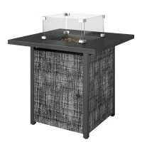 Outsunny Propane Fire Pit Table, 28 Inch Gas Fire Pit with Explosion-Proof Net and Glass Wind Guard, Gas Tank Holder(m-2)
