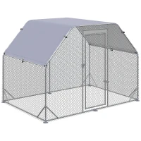 PawHut Large Chicken Coop Metal Chicken Run with Waterproof and Anti-UV Cover, Flat Shaped Walk in Fence Cage Hen House for Outdoor and Yard Farm Use, 1" Tube Diameter, 9.2' x 6.2' x 6.4'(m-1)