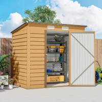 Outsunny 6 x 4FT Galvanized Garden Storage Shed, Metal Outdoor Shed with Double Doors and 2 Vents, Yellow(m-10)