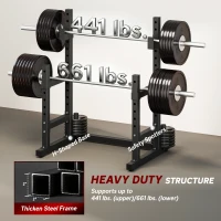 Soozier Adjustable Squat Rack, 660lbs Multi-Functional Bench Press Rack for Weight Lifting Home Gym Strength Training, Black(m-6)