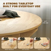 HOMCOM Extendable Dining Table, Round to Oval Convertible Kitchen Table with Storage Shelf for Dining Room, Natural(m-7)