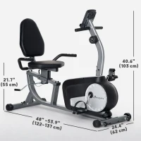 Soozier Exercise Bike, Stationary Bike with 8-Level Magnetic Resistance, LCD Display, Adjustable Seat and Backrest for Home Gym(m-3)