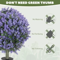 HOMCOM 2 Pack 1.3ft Artificial Ball Eucalyptus Topiary with Ground Stake, UV Resistant Faux Greenery for Indoor Outdoor(m-5)