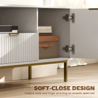 HOMCOM Modern TV Console for TVs up to 50 Inch, Entertainment Center with Smart RGB LED Lights and Soft Close Doors, White(m-6)