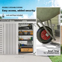 Outsunny 8 x 4FT Galvanized Garden Storage Shed, Metal Outdoor Shed with Double Doors and 2 Vents, Light Grey(m-6)