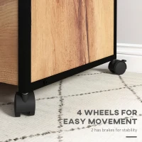 Vinsetto Vertical Filing Cabinet with Wheels, 26.2" Tall File Cabinet with 2 Drawers, Open Shelf, Hanging Bars for Letter and A4, Industrial Home Office Printer Stand, Rustic Brown(m-6)