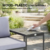 Outsunny Outdoor Bistro Set, Patio Furniture Set with 2 Chairs and Side Table for Garden Balcony Poolside, Grey(m-6)