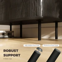 HOMCOM 35.4" Sideboard Buffet Cabinet with Storage, Nordic Coffee Bar Cabinet with Slatted Tambour Doors and Metal Legs, Black(m-7)