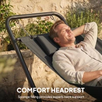 Outsunny Outdoor Hammock with Stand Heavy Duty Freestanding Nap Bed with Side Pocket Headrest for Yard Patio Pool, Dark Grey(m-6)