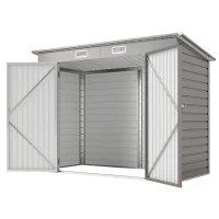 Outsunny 8 x 4FT Galvanized Garden Storage Shed, Metal Outdoor Shed with Double Doors and 2 Vents, Light Grey(m-2)