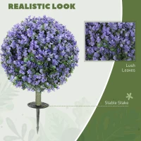HOMCOM 2 Pack 1.3ft Artificial Ball Eucalyptus Topiary with Ground Stake, UV Resistant Faux Greenery for Indoor Outdoor(m-4)