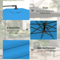 Outsunny 10ft Offset Patio Umbrella with Base, Garden Hanging Parasol with Crank, Banana Cantilever Umbrella Sun Shade, Blue(m-6)