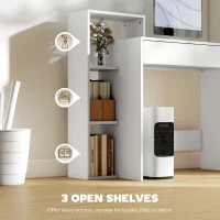 HOMCOM Desk with Storage, Computer Desk with 3 Open Shelves and Drawer White(m-4)
