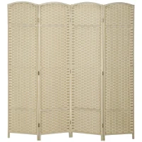 HOMCOM Folding Room Divider Screen 4 Panel 5.6 ' Tall Privacy Screen Freestanding Room Partition for Home Office, Beige(m-11)