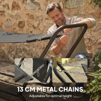 Outsunny Outdoor Hammock with Stand Heavy Duty Freestanding Nap Bed with Side Pocket Headrest for Yard Patio Pool, Dark Grey(m-7)