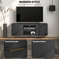 HOMCOM TV Stand with Storage for 55 Inch TV, Modern TV Cabinet with 2 Open Shelves and 2 Cabinets for Living Room, Black(m-4)