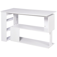 HOMCOM 360° Rotating Home Office Desk L Shaped Corner Computer Desk with Storage Shelves, Writing Table Workstation, White