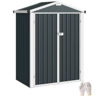 Outsunny 4.4' x 3' Outdoor Storage Shed with Double Doors, Metal Garden Shed for Backyard Patio(m-11)