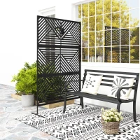 Outsunny Metal Outdoor Privacy Screen, Freestanding Outdoor Divider with Stand, Decorative Privacy Panel, 78" x 48", Black(m-8)