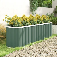 Outsunny Galvanized Raised Garden Bed, Deep Rot Planter Box, Outdoor Garden Bed with Plant Labels, 7' x 2' x 2', Light Green(m-8)