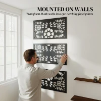 Outsunny Metal Outdoor Privacy Screen, 72" x 38" Freestanding Outdoor Divider, Black(m-6)