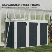 Outsunny Outdoor Storage Shed Rustproof Garbage Bin Shed with Gas Struts Magnetic Doors for 3 Bins White and Grey(m-7)