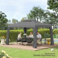 Outsunny Model 84C-101 or 84C-144 13' x 10' Gazebo Replacement Canopy, Gazebo Top with Double Vented Roof (TOP ONLY), Gray(m-7)