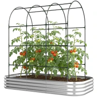 Outsunny Galvanised Raised Garden Bed with Arched Trellis, 7 x 4 x 7ft Metal Outdoor Planter Box with Open Bottom(m-2)