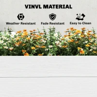 Outsunny Vinyl Raised Garden Bed Kit, 6.5 x 3 x 1ft Elevated Garden Box with Divider and Open Bottom, White(m-6)