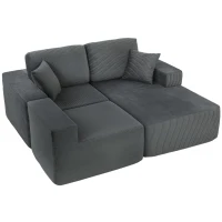 HOMCOM 2-in-1 Modular Sectional Sofa, Boneless L Shaped Couch Sofa Bed, Dark Grey(m-2)