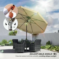 Outsunny 10 ft Patio Umbrella with Push Button Tilt and Crank, Outdoor Market Table Umbrella Parasol, Khaki(m-4)