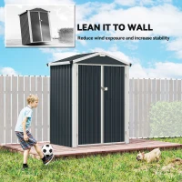 Outsunny 4.4' x 3' Outdoor Storage Shed with Double Doors, Metal Garden Shed for Backyard Patio(m-6)