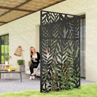 Outsunny Metal Outdoor Privacy Screen, 72" x 38" Freestanding Outdoor Divider, Black(m-1)