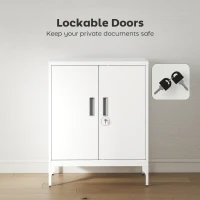 HOMCOM Office Storage Cabinet with Lock, Filing Cabinet with Adjustable Shelves and Doors for Home Office, Garage, White(m-5)