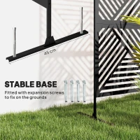 Outsunny Metal Outdoor Privacy Screen, Freestanding Outdoor Divider with Stand, Decorative Privacy Panel, 78" x 48", Black(m-5)