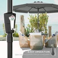 Outsunny 10 ft Patio Umbrella with Push Button Tilt and Crank, Outdoor Market Table Umbrella Parasol, Dark Grey(m-5)