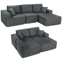 HOMCOM 2-in-1 Modular Sectional Sofa, Boneless L Shaped Couch Sofa Bed, Dark Grey(m-11)