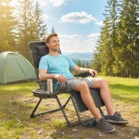 Outsunny Zero Gravity Chair, Reclining Outdoor Lounger Chair with Cup Holder, 400 LBS Capacity, Dark Grey(m-10)